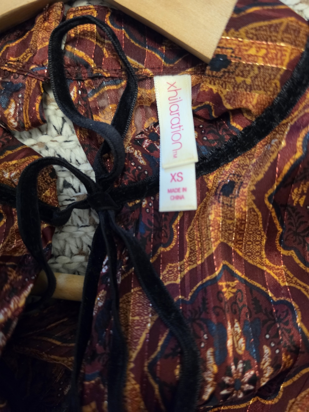 Women's Long Sleeve Printed Rust and Plum Dress - Picture 8 of 8